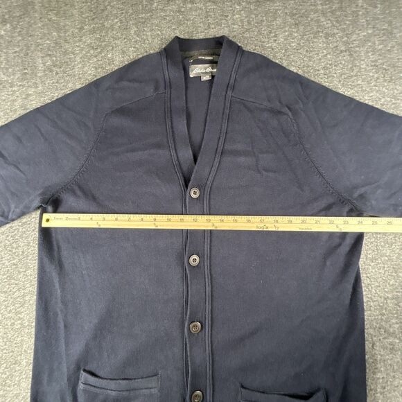 Eddie Bauer Cardigan Sweater Mens Sz XL Tall Cotton/Cashmere Navy Button Up - Picture 7 of 9